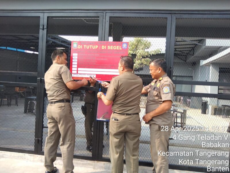Satpol PP Kota Tangerang Tindak Tegas Pengusaha yang Melanggar Perda.