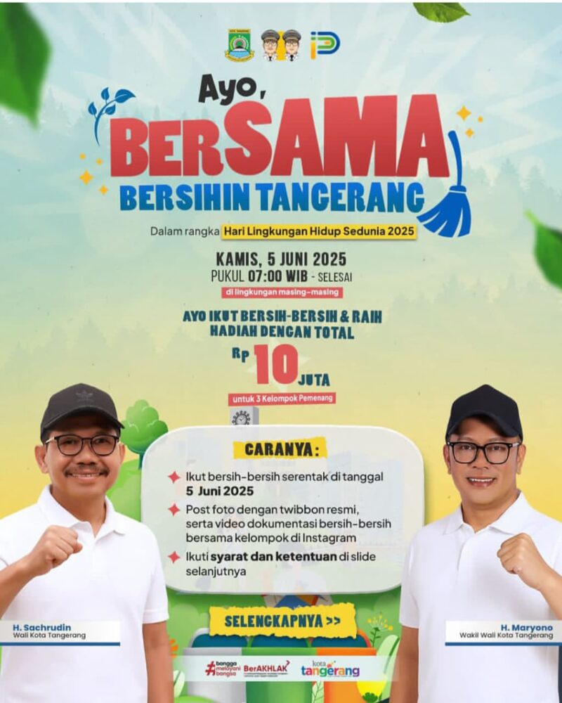 Peringati Hari Lingkungan Hidup Sedunia, Wali Kota Tangerang Ajak Kerja Bakti.