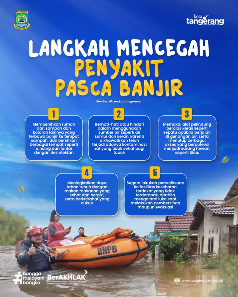 Dinkes Kota Tangerang Sosialisasikan Langkah Cegah Penyakit Usai Banjir.
